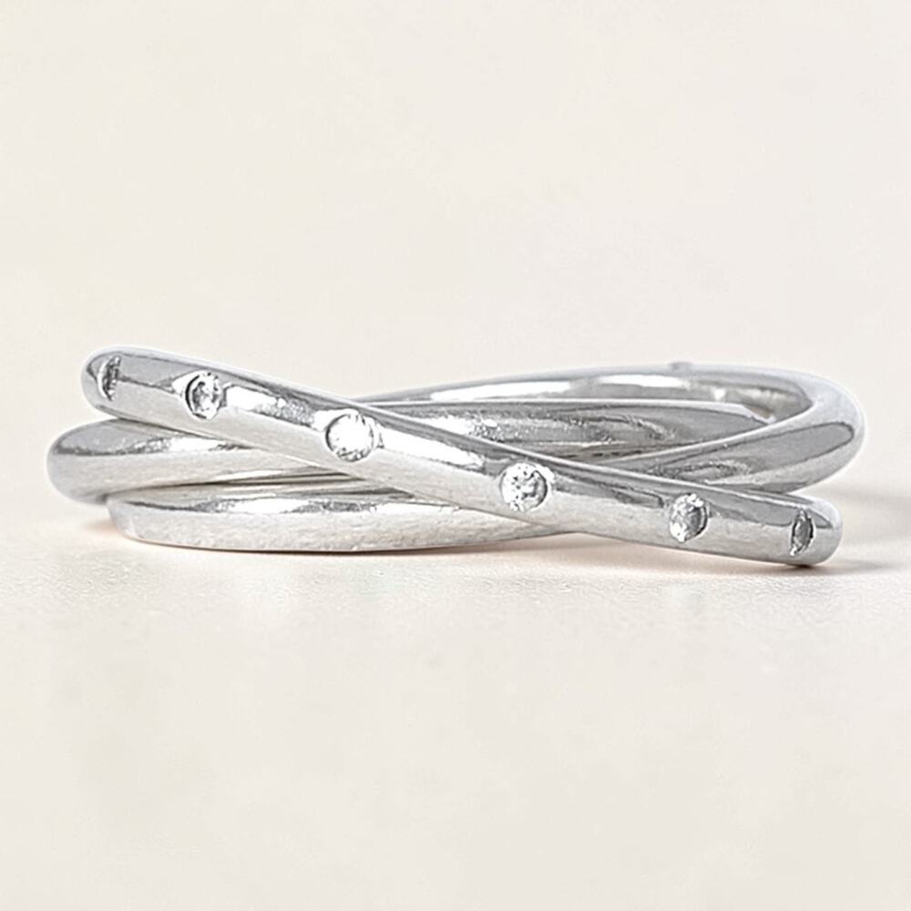 Pandora 191034CZ Swirling Symmetry Sterling Silver Ring Cubic Zirconia Size 6